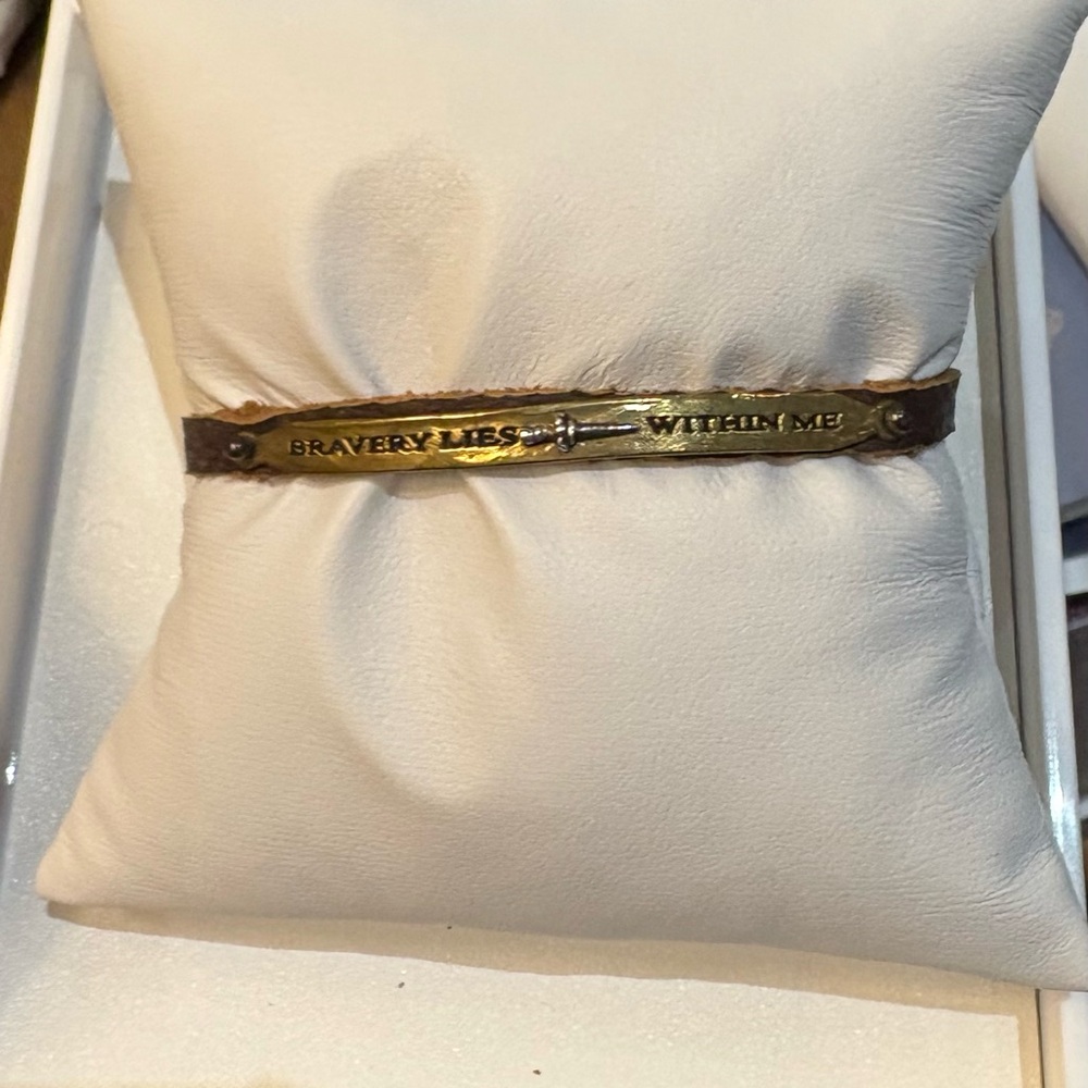 Waxing Poetic Brown Leather Bracelet with Gold Plate